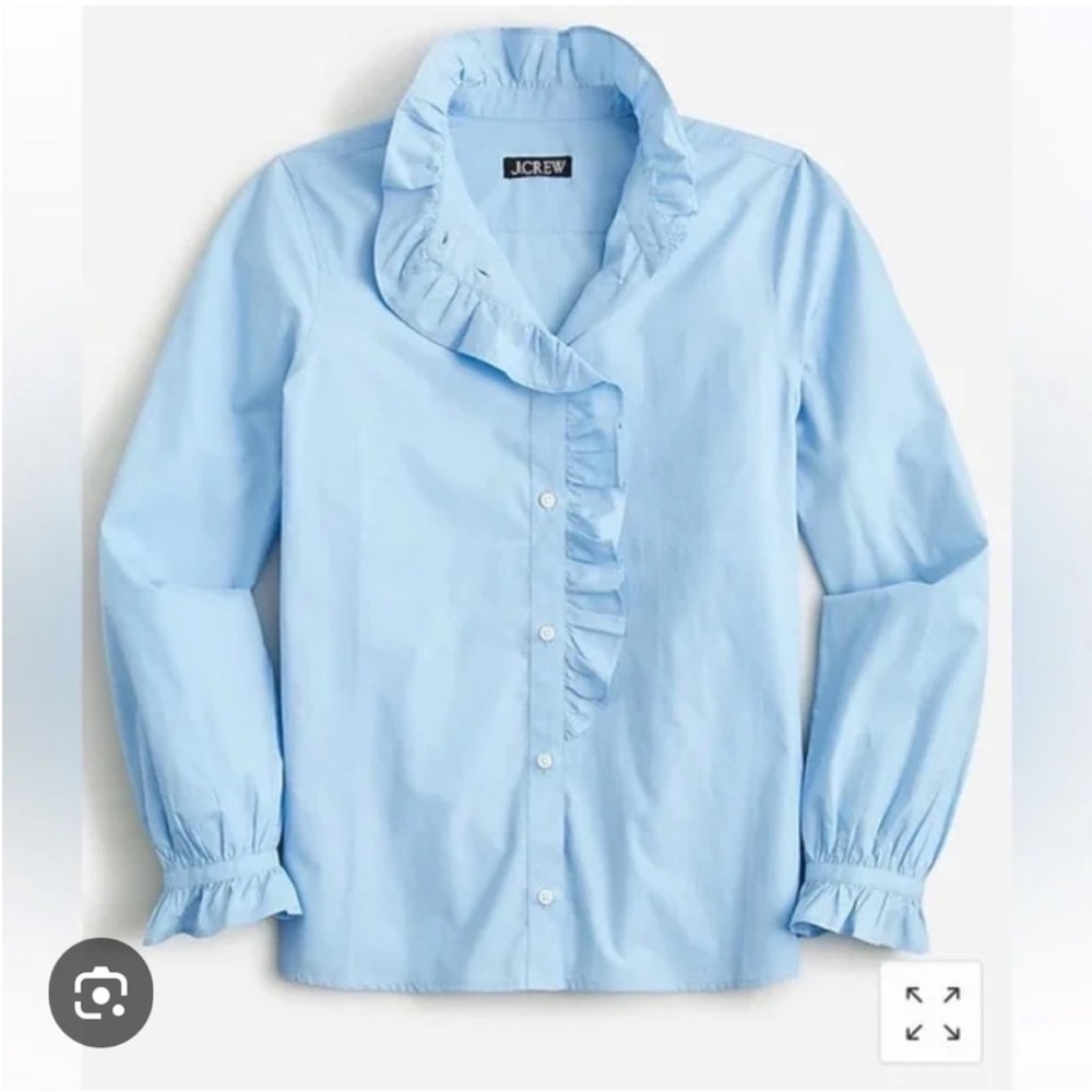 NWT J Crew Cottage Top in Cotton Poplin in Frozen Lake Blue, Size 4